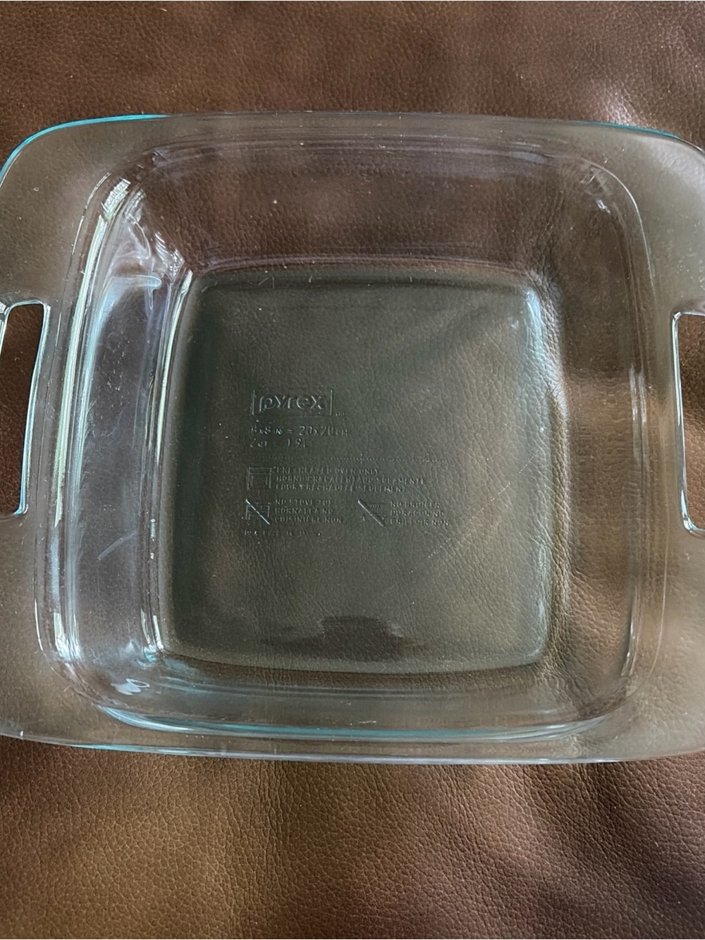 Pyrex C222 Clear 8x8 Square Glass 2 Qt Baking Dish With Handles Made in USA